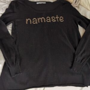 Subtle Luxury "Namaste" Super Soft Black Lightweight Sweater